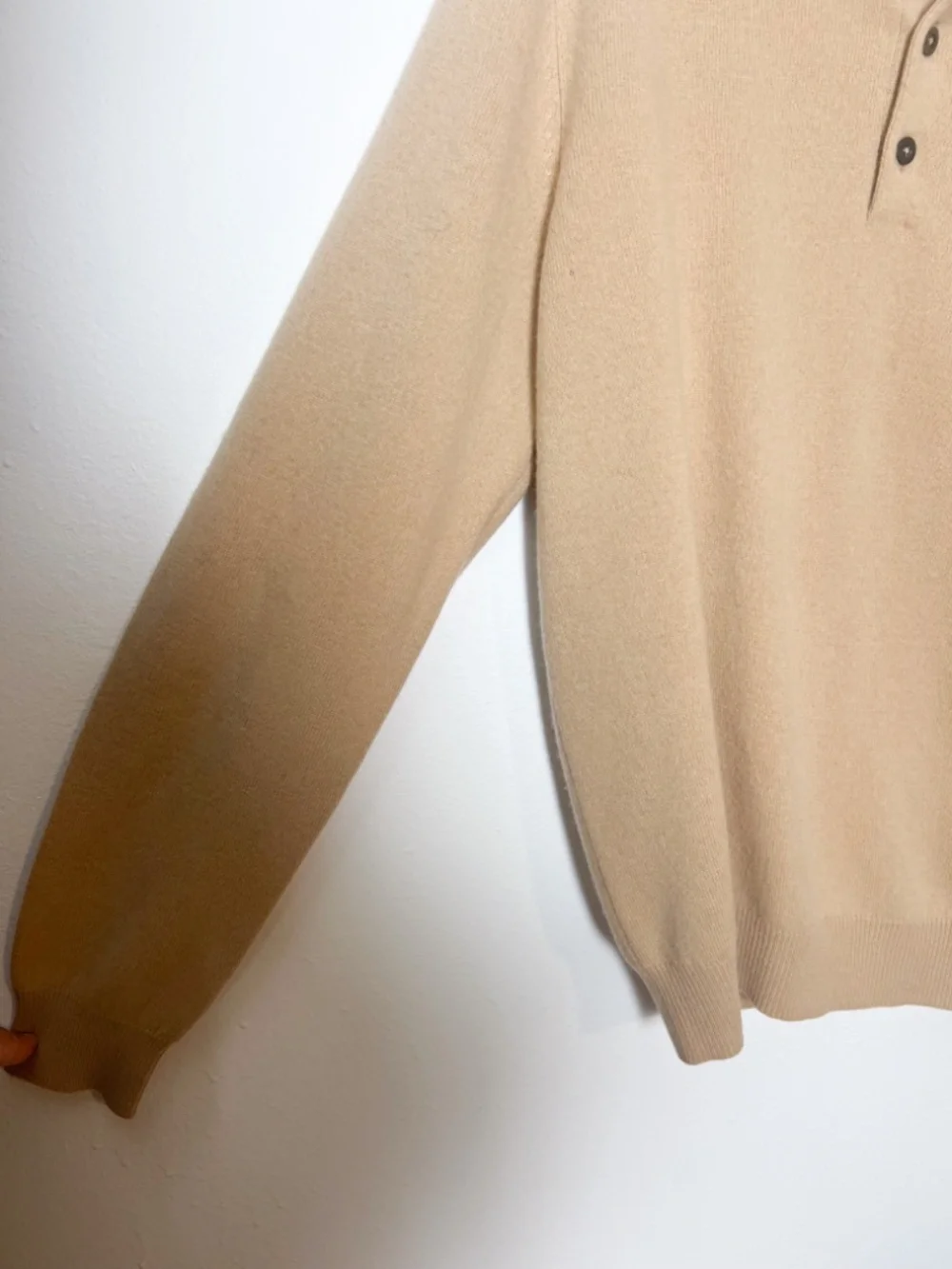 Club Room 100% Fine Cashmere Polo Sweater Men's Medium Camel Beige Knit Luxury